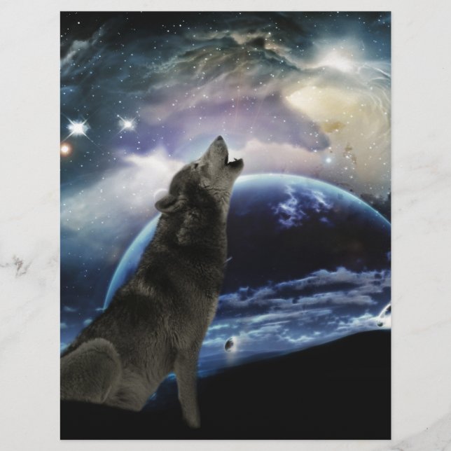 Wolf heult auf dem Mond (Vorderseite)