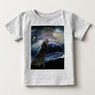 Wolf heult auf dem Mond Baby T-shirt