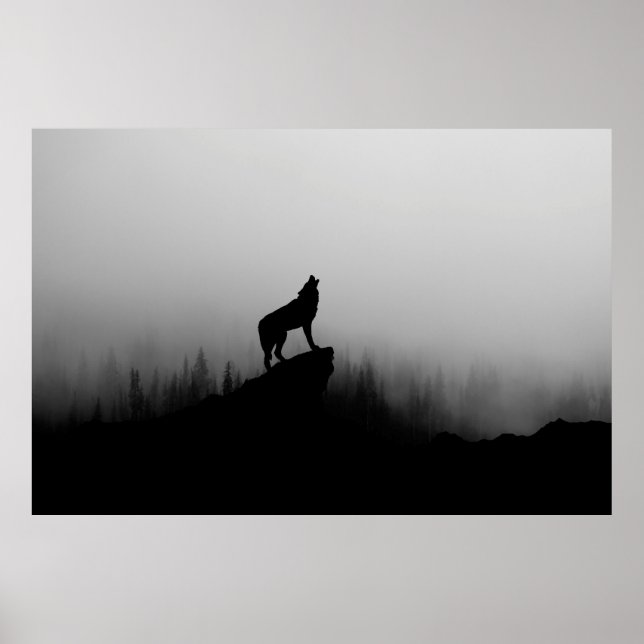 Wolf heult auf dem Mond Poster (Vorne)