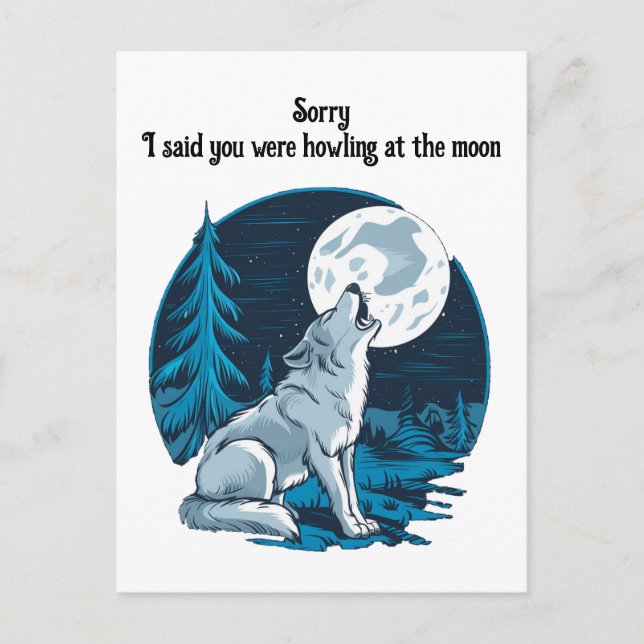 Wolf heult auf dem Mond Postkarte (Vorderseite)