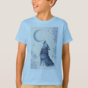 Wolf heult auf dem Mond T-Shirt