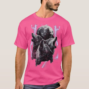 Wolf heult auf dem Mond, Wildtierwölfe T-Shirt