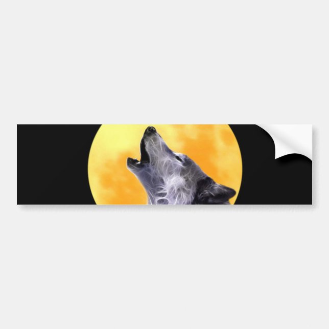 Wolf heult auf Vollmond Autoaufkleber (Vorne)