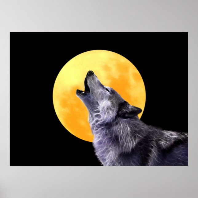 Wolf heult auf Vollmond Poster (Vorne)