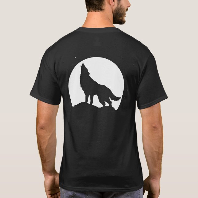 Wolf heult bei Vollmond T-Shirt (Rückseite)