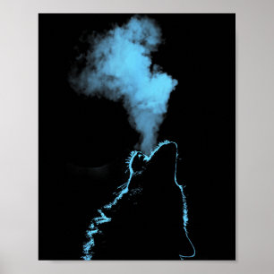 Wolf heult den Mond an Sternennacht Wölfe Anima Poster