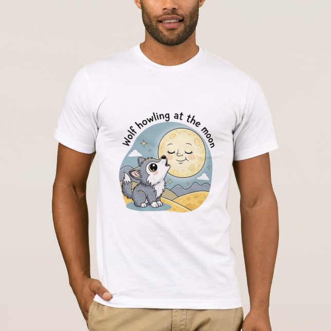Wolf heult den Mond an T-Shirt (Vorderseite)