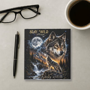Wolf heult den Mond an Wald Wildtiere Natur Notizblock