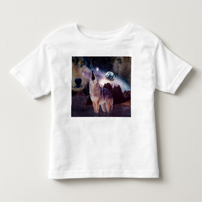Wolf heult durch das Universum Kleinkind T-shirt (Vorderseite)