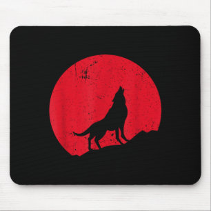 Wolf heult Mond Wölfe gruselig Nacht Halloween Mousepad