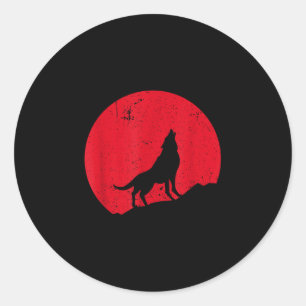 Wolf heult Mond Wölfe gruselige Nacht Halloween Runder Aufkleber