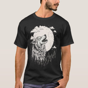 Wolf heult Mondwald Retro Natur Camper T-Shirt