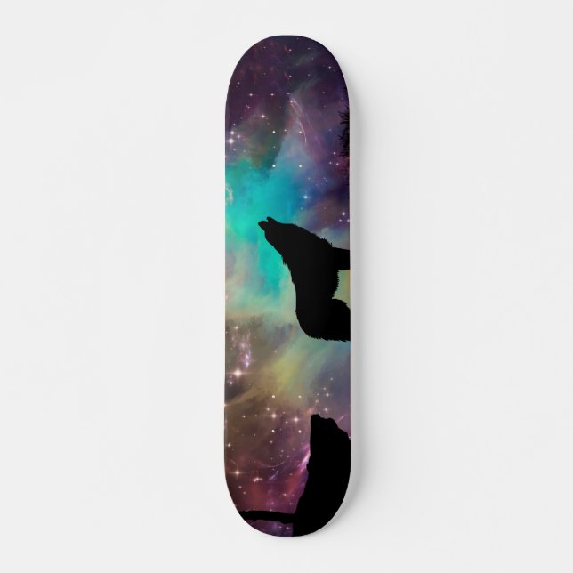 Wolf heult über das Universum Skateboard (Vorne)