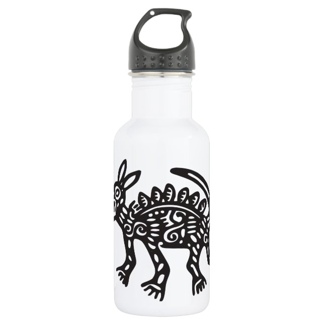 Wolf, Hieroglyph (Maya) Edelstahlflasche (Vorderseite)