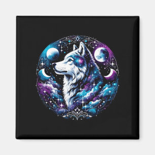 Wolf Himmels-Traum-Nachthowlender Mond Lustiger Wo Magnet