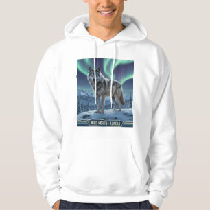 Wolf Hoodie 🐺 ❄️ Northern Lights Art