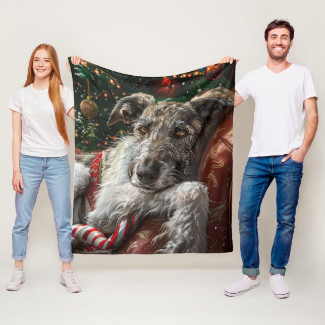 Wolf Hound Dog Weihnachtsfest Fleecedecke (Beispiel)