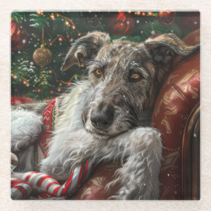 Wolf Hound Dog Weihnachtsfest Glasuntersetzer