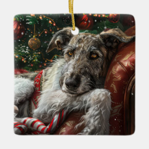 Wolf Hound Dog Weihnachtsfest Keramikornament