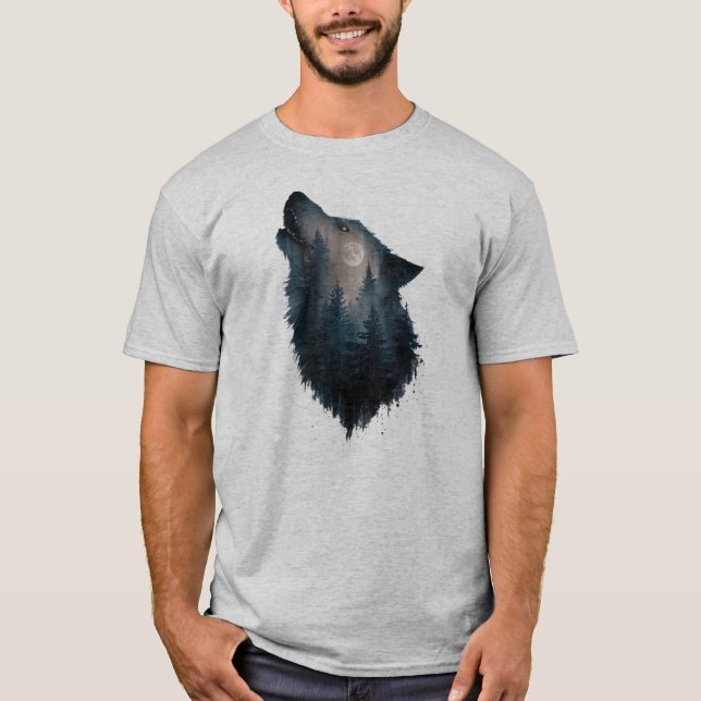 Wolf Howl Forest Moon T-Shirt (Vorderseite)