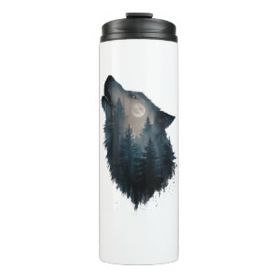 Wolf Howl Forest Moon Thermosbecher