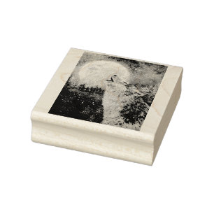 Wolf Howl und Mond Winter Rubber Briefmarke Gummistempel