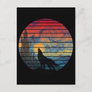 WOLF HOWLING ABSTRAKTER STIL POSTKARTE