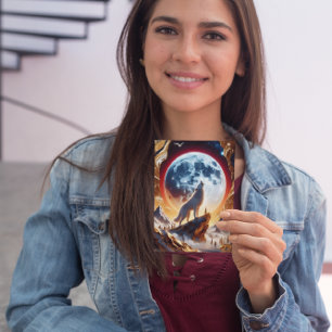 Wolf Howling am Crimson Moon Postkarte