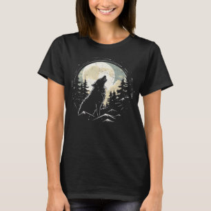 Wolf Howling am Mond Frauen Alaskan Wildlife T-Shirt