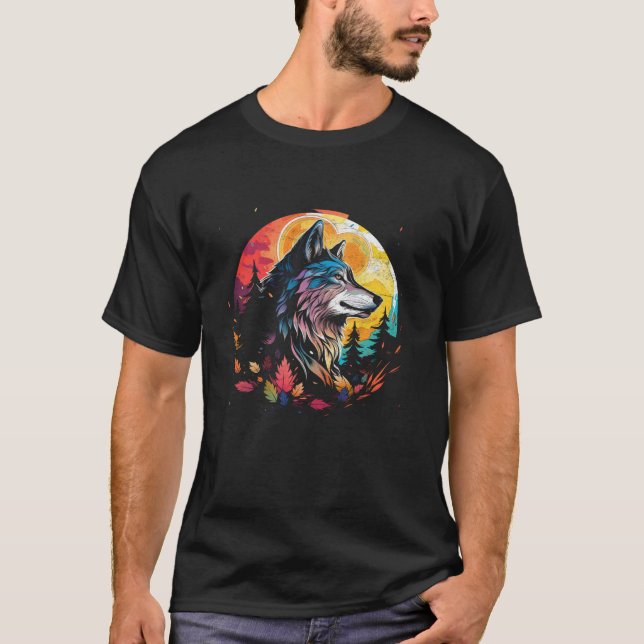Wolf Howling am Mond Kawaii Kid s Alaskan Wild T-Shirt (Vorderseite)