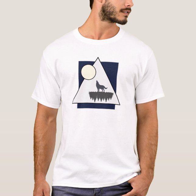 Wolf Howling am Mond | Naturlich inspiriert Entwur T-Shirt (Vorderseite)