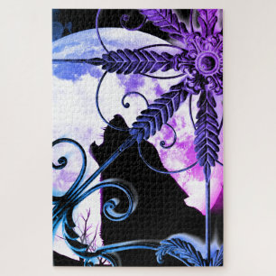 Wolf Howling am Mond Puzzle