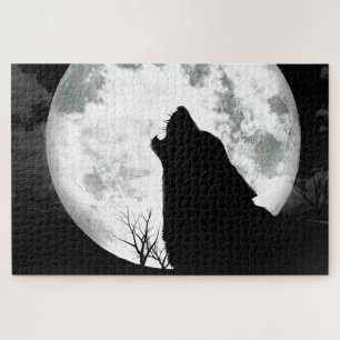 Wolf Howling am Mond Puzzle