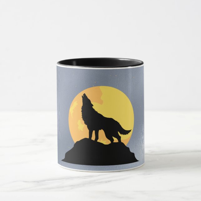 Wolf Howling am Mond Tasse (Zentrum)
