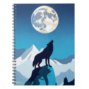 Wolf Howling am Vollmond Notizblock