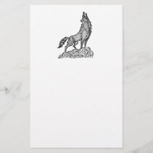 Wolf Howling an der MondSilhouette Zeichne Briefpapier