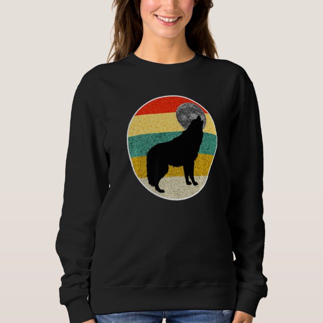 Wolf Howling At Moon Vintage Sweatshirt (Vorderseite)