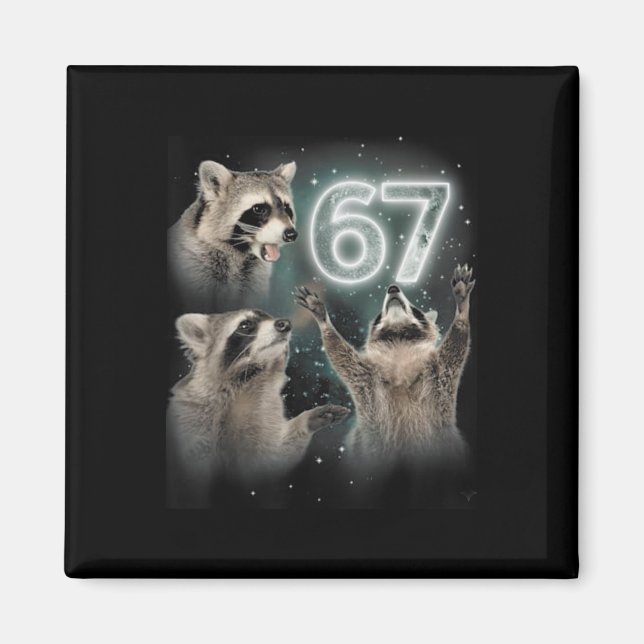 Wolf Howling At The Moon 67 6 7 Halloween 67 Wolf  Magnet (Vorne)