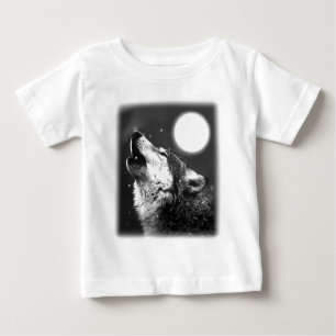 Wolf Howling auf dem Mond Baby T-shirt