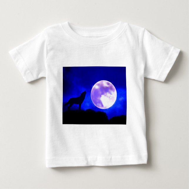 Wolf Howling auf dem Mond Baby T-shirt (Vorderseite)