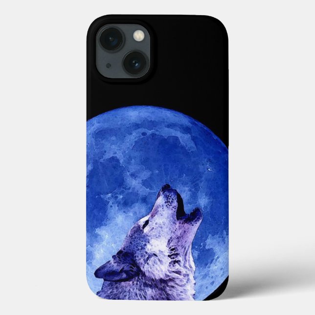 Wolf Howling auf dem Mond Case-Mate iPhone Hülle (Rückseite)