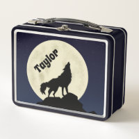 Wolf Howling auf dem Mond Illustration Personalisi