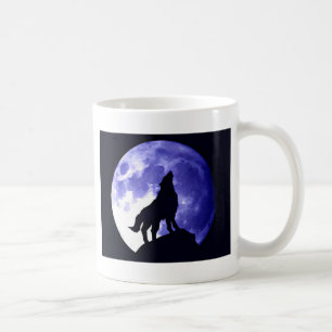 Wolf Howling auf dem Mond Kaffeetasse