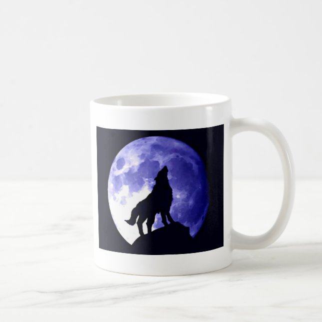 Wolf Howling auf dem Mond Kaffeetasse (Rechts)