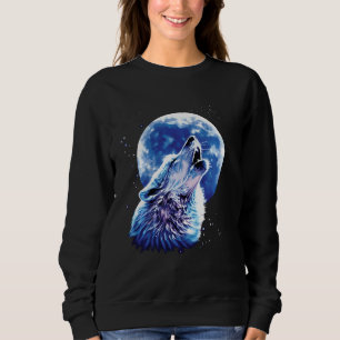 Wolf Howling auf dem Mond Lieben Wölfe Wasserfarbe Sweatshirt
