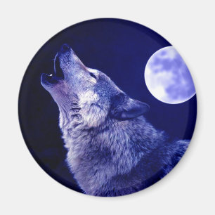 Wolf Howling auf dem Mond Magnet