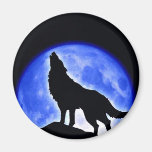 Wolf Howling auf dem Mond Magnet