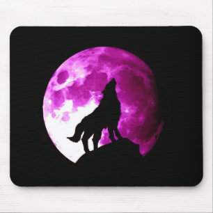 Wolf Howling auf dem Mond Mousepad