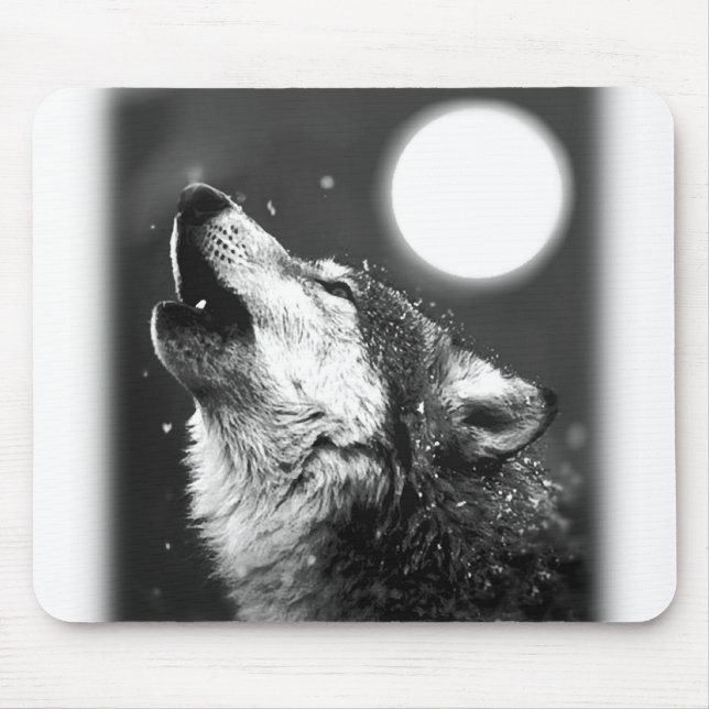 Wolf Howling auf dem Mond Mousepad (Vorne)