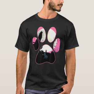 Wolf Howling auf dem Mond Pink Dow Halloween T-Shirt